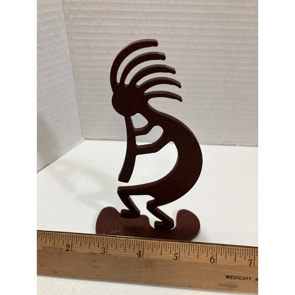 Kokopelli Metal Art Native American Flute Figure 6” Tall Statue - Picture 4 of 4